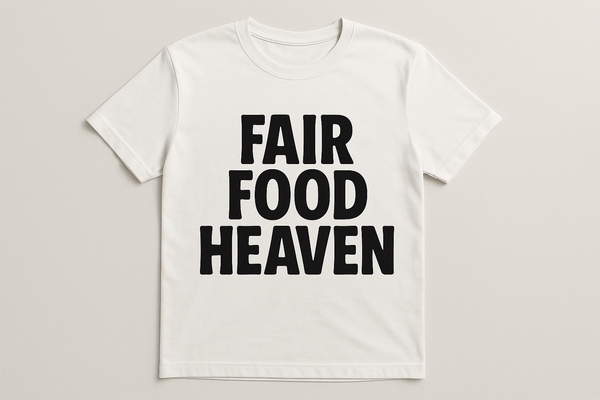 Tshirt in the center need to add a text "Fair Food Heaven"